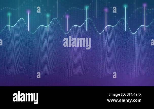 Abstract digital waveform visualization with glowing neon lines and ...