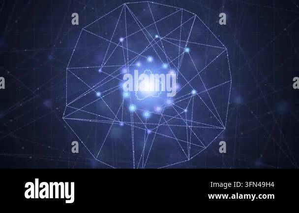 Abstract digital network visualization with glowing nodes and ...