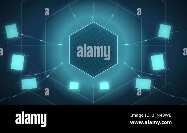 Abstract digital network with glowing nodes and connecting lines on a ...