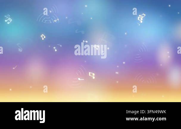 Animated background with floating musical notes and sparkling lights ...