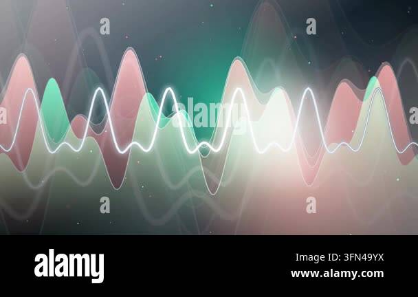 Abstract visualization of sound waves or data graphs with glowing lines ...