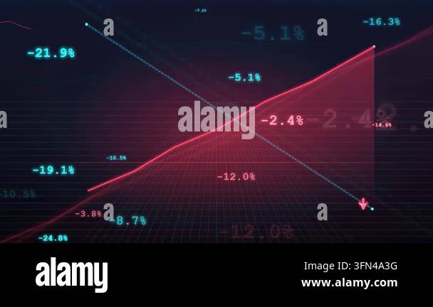Abstract digital graph showing financial data with rising and falling ...