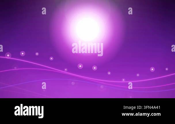 Abstract background with glowing particles and wavy lines on a purple ...