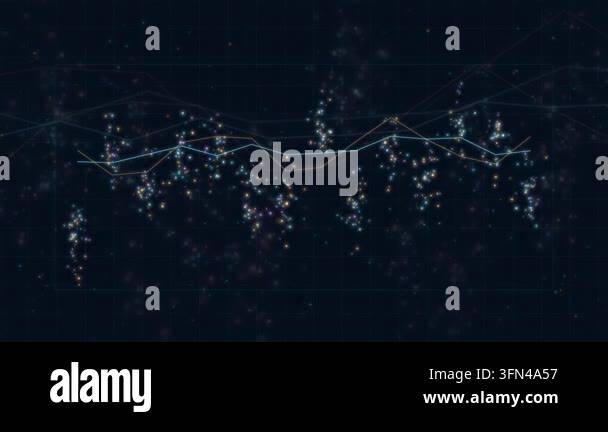 Abstract digital graph with glowing particles and lines moving on a ...