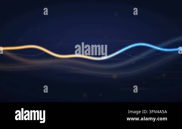 Abstract background with glowing blue and orange wavy lines and ...