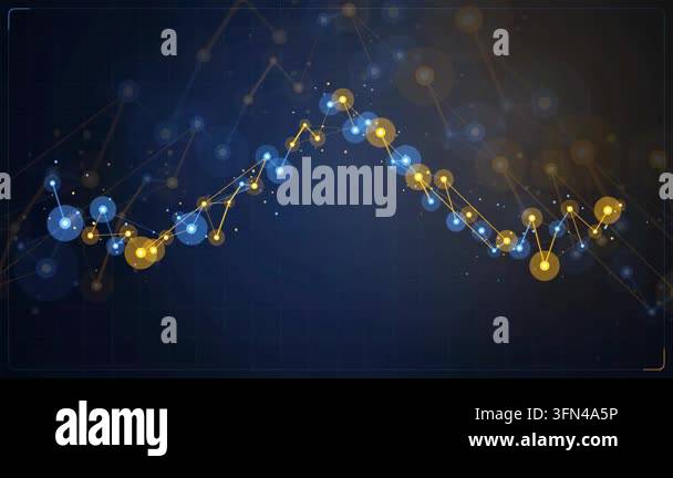 Abstract digital network graph with glowing blue and yellow nodes ...