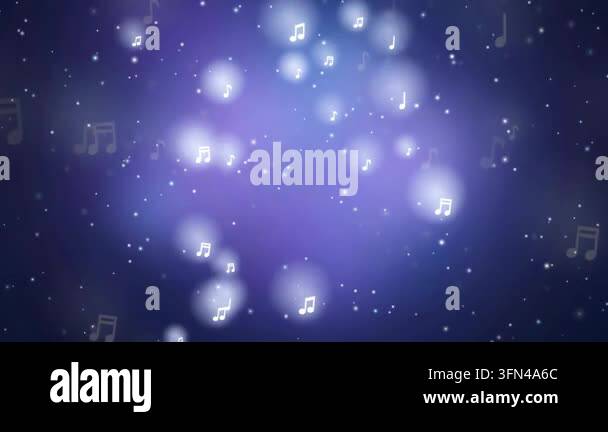 Animated background with glowing musical notes and particles floating ...