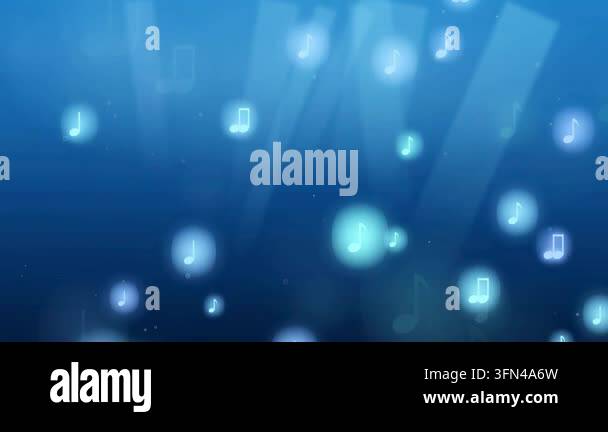 Animated background with glowing musical notes floating and shimmering ...