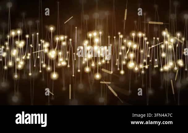 Abstract background with glowing particles and bokeh effects, moving in ...