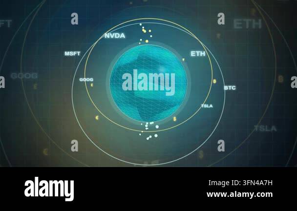 Abstract digital visualization of stock market data with company ...