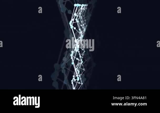 Abstract network of glowing dots and lines forming geometric shapes ...