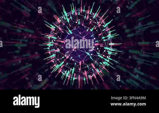 Abstract digital sphere with glowing lines and particles, representing ...