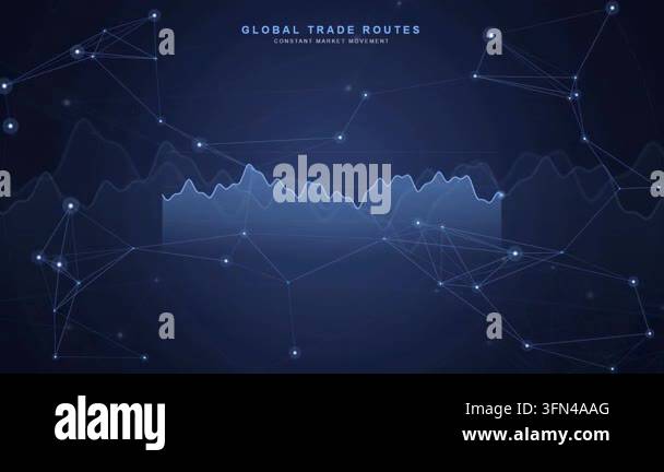 Abstract network of glowing nodes and lines with a dynamic financial ...