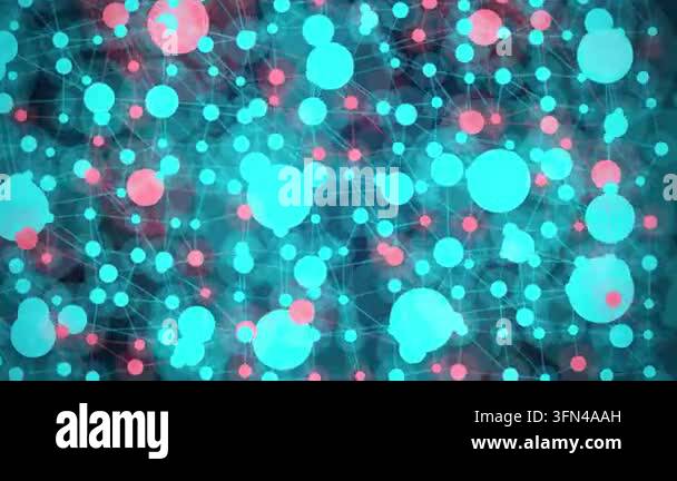 Abstract network of glowing blue and red nodes connected by lines, with ...