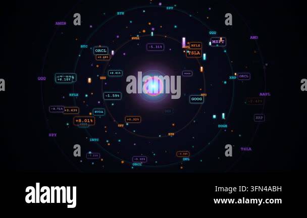 Abstract digital visualization of stock market data with company ...