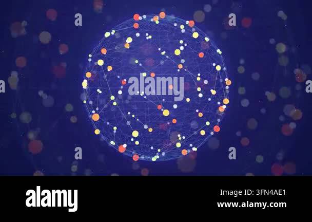 Abstract digital sphere with glowing nodes and connecting lines, set ...