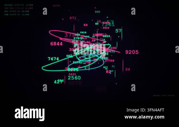Abstract digital visualization of stock market data with swirling lines ...