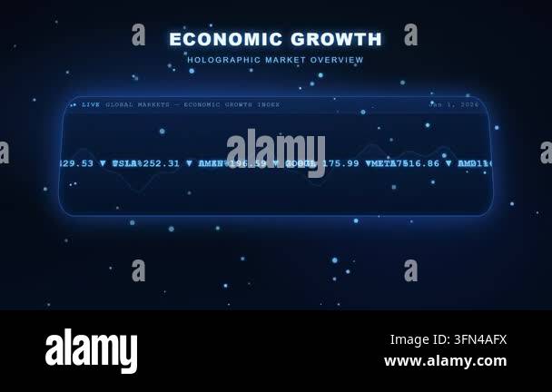 Holographic stock market data display showing economic growth index ...