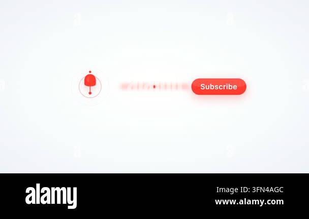 Animated subscribe button and bell icon with a red glow effect on a ...