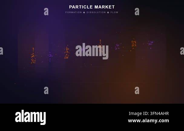 Abstract digital particles forming and dissolving in a dark, gradient ...