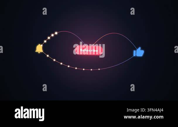 Animated graphic with a red subscribe button, a yellow bell icon, and a ...