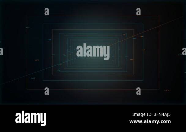 Abstract digital tunnel with glowing lines and data visualizations ...
