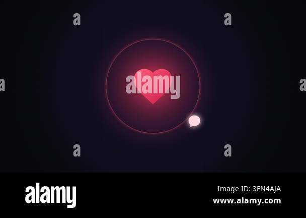 Animated social media icons including a heart, chat bubble, share icon ...
