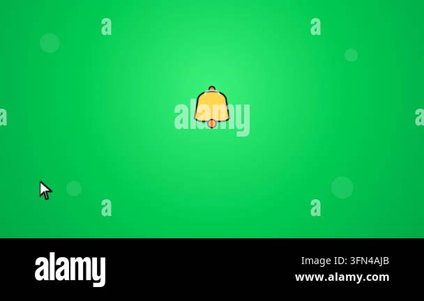 Animated notification bell icon with a cursor clicking it, triggering a ...