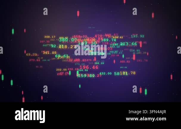 Abstract digital data visualization with floating numbers and stock ...