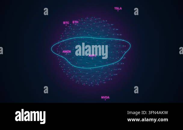 Abstract digital network visualization with glowing nodes and ...