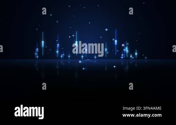 Abstract digital background with glowing blue bars and floating ...