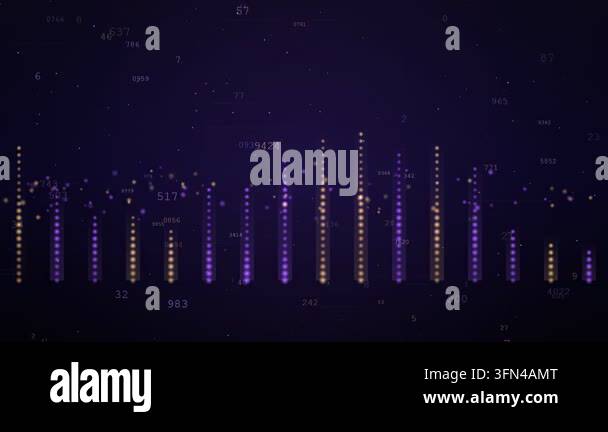Abstract digital data visualization with glowing bars and floating ...