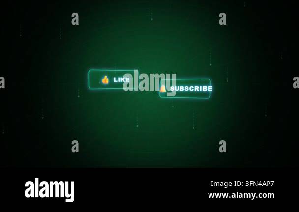 Animated digital interface with glowing neon buttons for 'Like' and ...