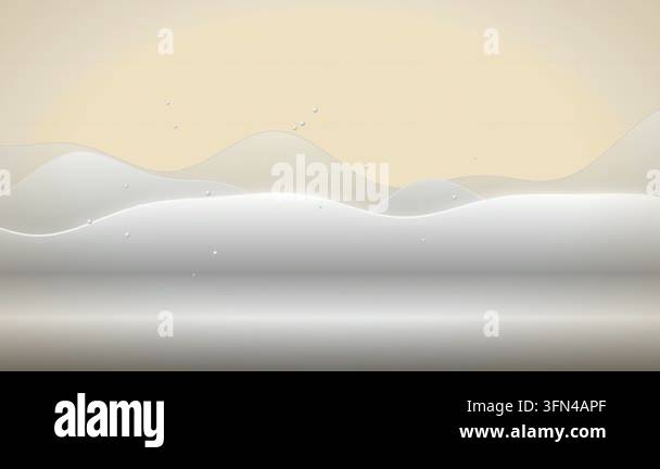 Abstract background with flowing white waves and small floating bubbles ...
