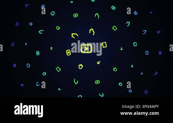 Animated background with colorful social media icons and a central ...