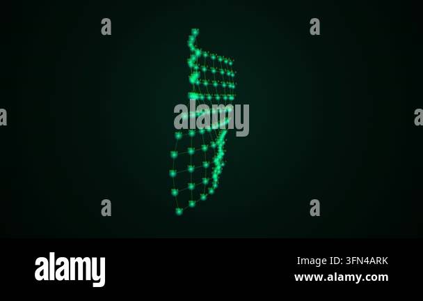 Abstract digital network grid with glowing green nodes and connecting ...