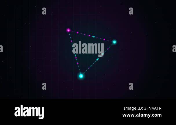 Abstract geometric animation featuring a glowing triangle shape with ...