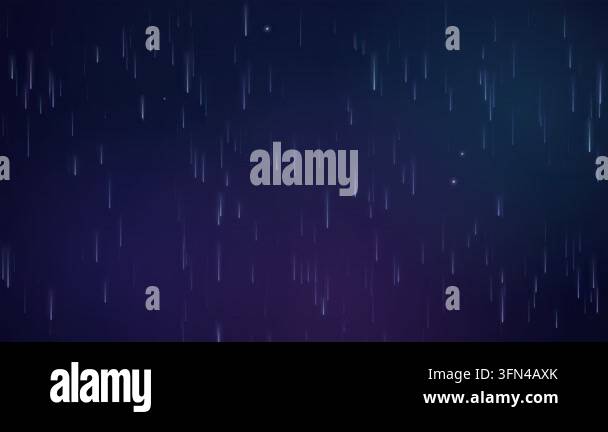 Abstract background with falling light streaks against a dark blue and ...