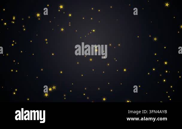 Golden stars and particles gently falling against a dark background ...