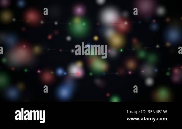 Soft focus bokeh background with strings of colorful Christmas lights ...