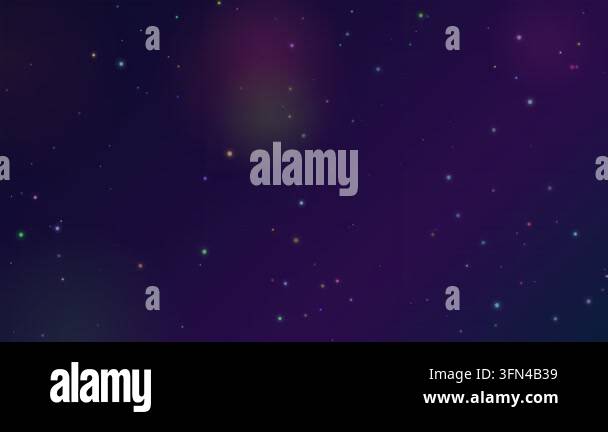 Abstract background with colorful particles floating in a dark purple ...
