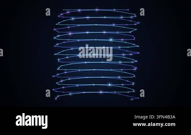 Abstract digital animation of glowing blue and purple lines forming a ...