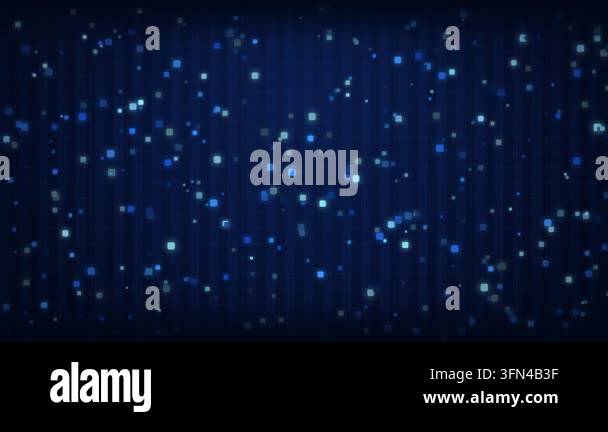 Abstract background of glowing blue squares floating and twinkling ...