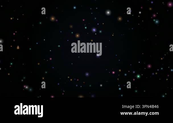 Abstract background of colorful glowing particles floating and ...