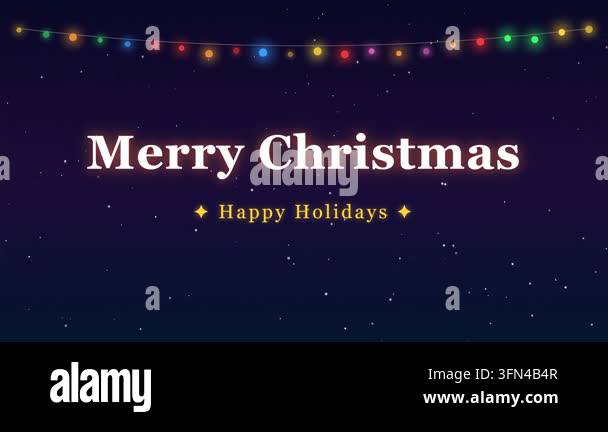 Animated Merry Christmas and Happy Holidays text with twinkling stars ...