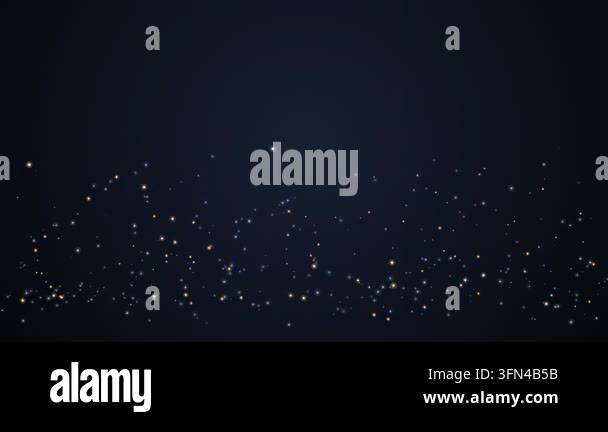 Sparkling golden and white particles gently float upwards against a ...