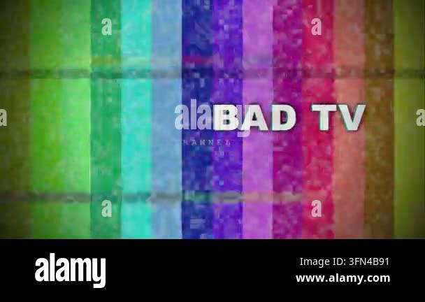Abstract glitch effect with a rainbow color bar pattern and text ...