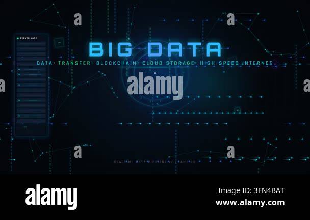 Abstract digital background with glowing text 'BIG DATA' and network ...