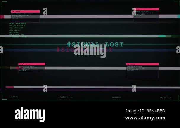 Digital glitch effect with horizontal lines and code elements, creating ...