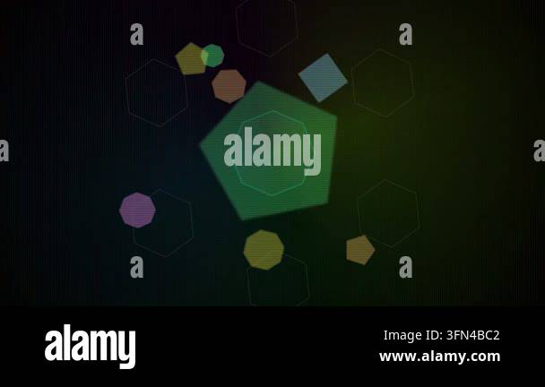Abstract animation of colorful geometric shapes floating and rotating ...